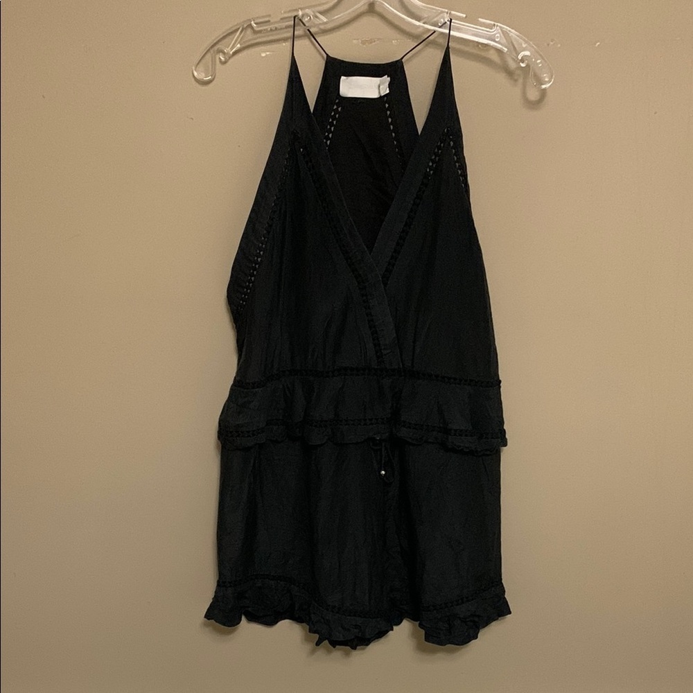 Zimmermann Women’s Halter Neck Embroidered Sleeveless Romper Black Medium